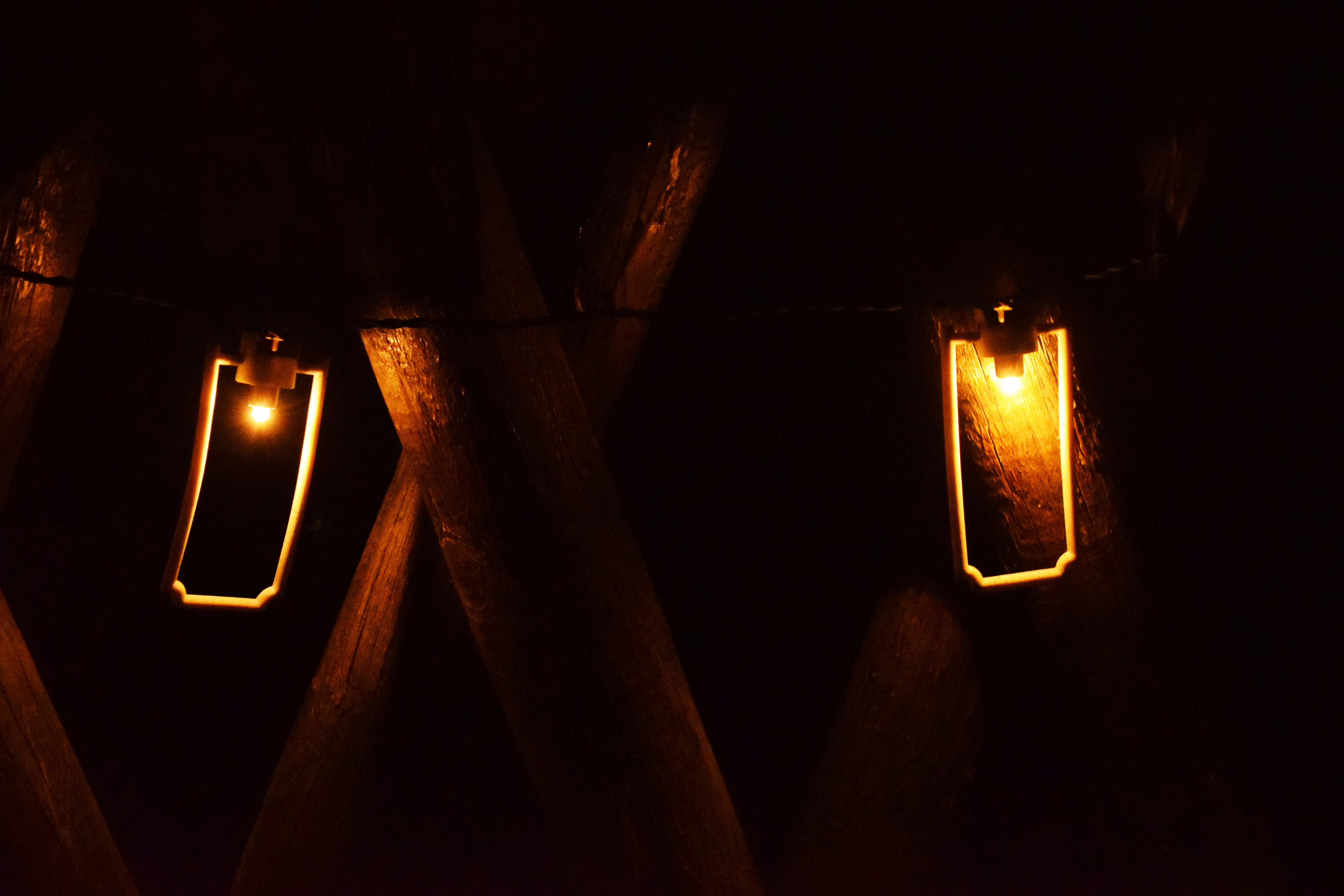 white and black pendant lamps